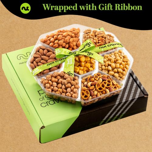 Christmas Treats Mixed Nuts Gift Basket (5. Deluxe Holiday Ribbon - (7 Piece Assortment))