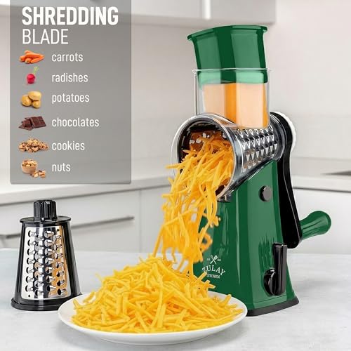 Rotary Cheese Grater Manual Hand Crank 5 Blade Shredder