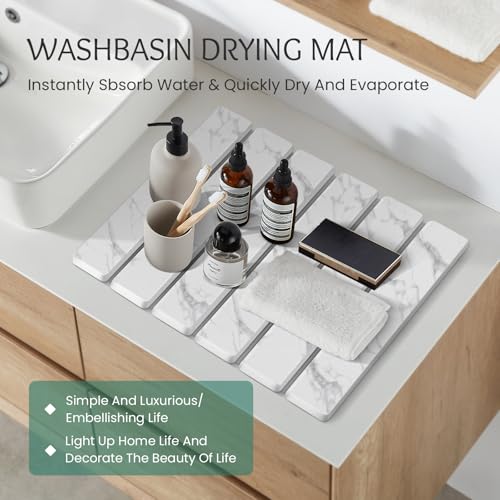 Stone Dish Drying Mat Collapsible Diatomaceous Earth Absorbent Mat Quick Dish Drying Pad Dish Rack Pad Match Any Counter to Multiple Usage for Kitchen