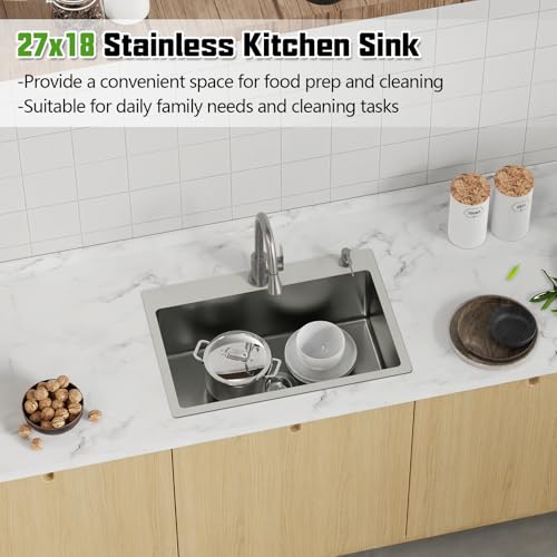 27x18 Inch Kitchen And Bar Sink (27x18 Stainless)