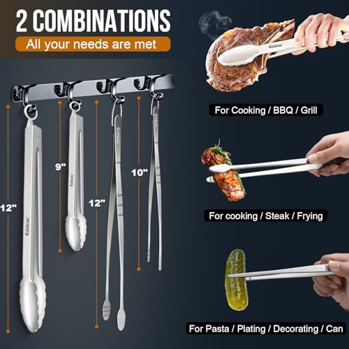 Tongs For Cooking Up To 600°F Metal Kitchen Tweezers Tongs 12" (4 Count)