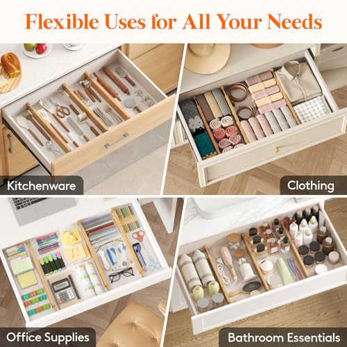 2.4" Kitchen Drawer Dividers (2.4"H, 17.5-22"L)