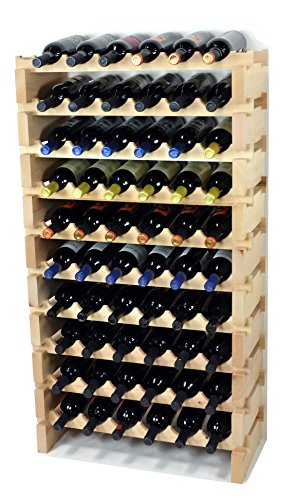 Modular Wine Rack Beechwood 24 (60 Bottles - 10 Rows)