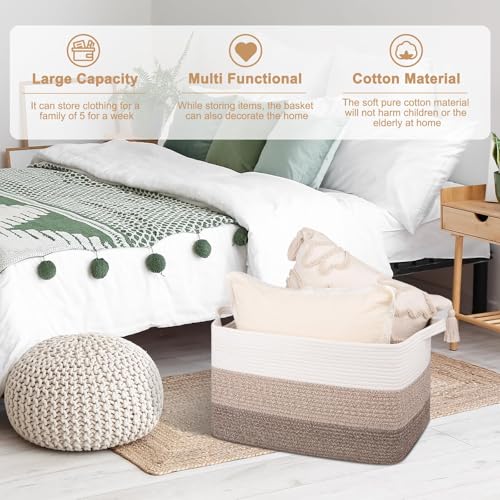 50L Storage Basket Large Blanket Basket Living Room Yellow 3 (Gradient Yellow / 3 pcs-17.7”x13.8”x11”)