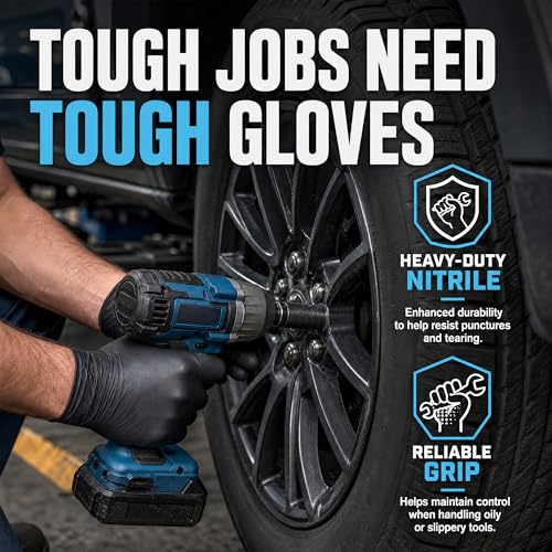 Nitrile Gloves Disposable Rubber Latex Gloves Black Nitrile Latex Gloves XL Black Rubber Gloves Disposable Cleaning Mechanic Gloves HEAVY DUTY 6 Mil Nitrile Gloves (1000 Count)
