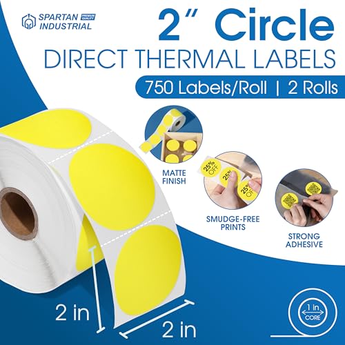 2" Circle Yellow Direct Thermal Labels (Yellow)
