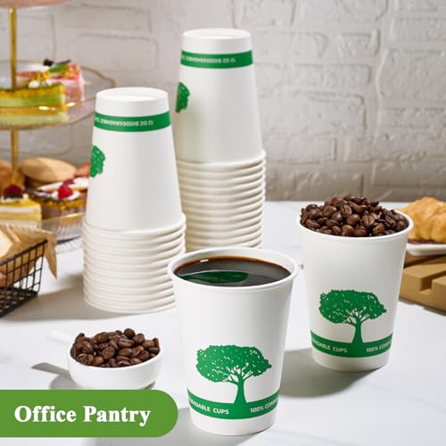 270 Pack Compostable Paper Cups (White Green)