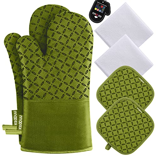 Oven Mitts and Pot Holders 6pcs Set (Olive Drab)