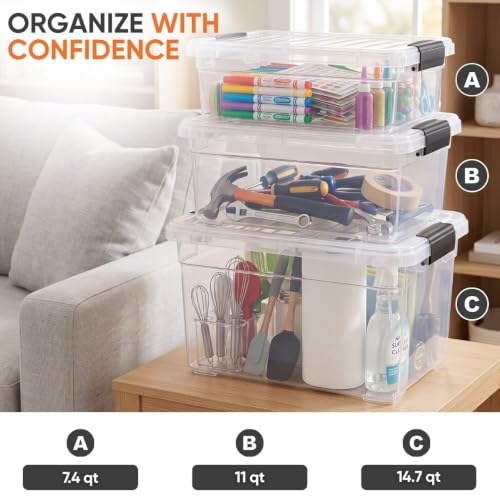 14.7 Quart Clear Plastic Storage Boxes with Lids (14.7 Quart)