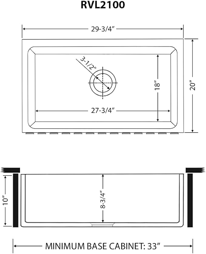 Ruvati 30 x 20 inch Fireclay Reversible Farmhouse Apron-Front Kitchen Sink Single Bowl - White - RVL2100WH