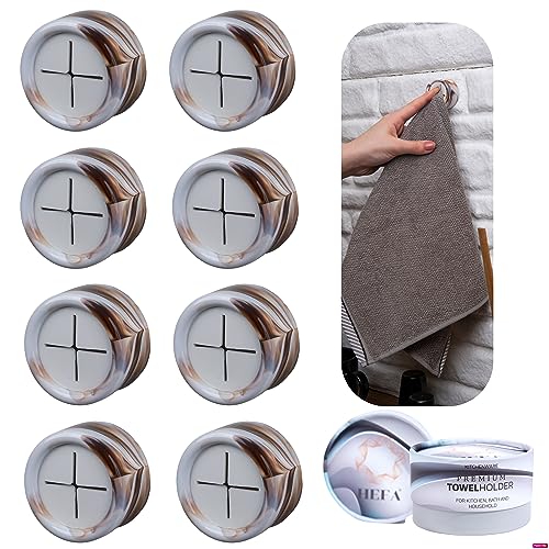 Towel Hooks Dish & Hand Towel Holder (8 Pack / White Nebula)