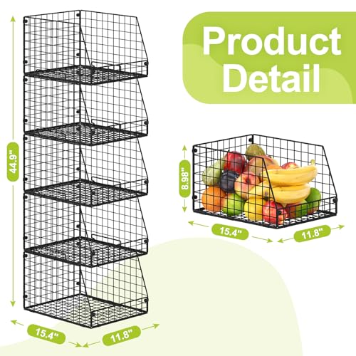 5 Pack XXL Stackable Wire Storage Basket (5 Count)