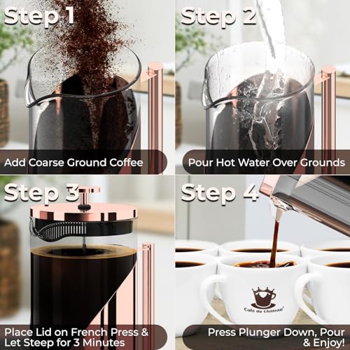Stainless Steel French Press Coffee Maker 34 oz (Rose Gold)