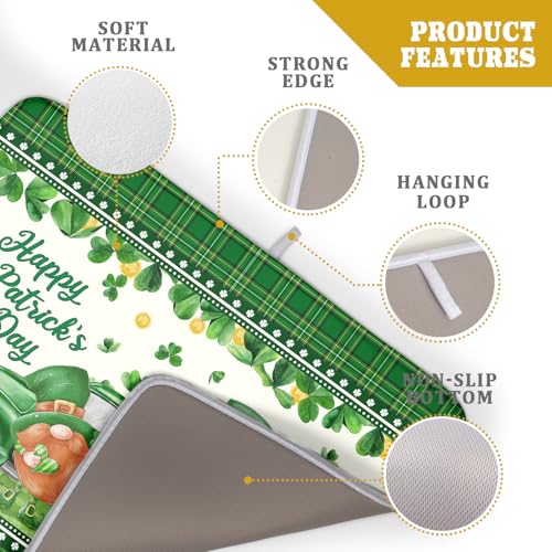 Shamrock Truck Dish Drying Mat Buffalo Check Dish Drainer Mat 18x24 inch Reversible Microfiber Quick Dry Rack Pad for Kitchen Counter Sink (Shamrock Truck Plaid / 18" x 18")