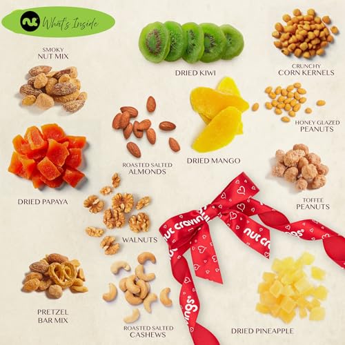 Dried Fruit & Mixed Nuts Gift Basket (6. Red Ribbon Dried Fruits & Nuts Wooden Tray)