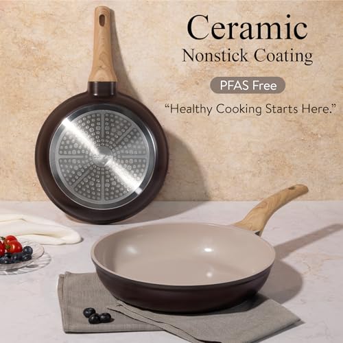 21pcs Ceramic Cookware Sets (Dark Mocha / 21 Piece)