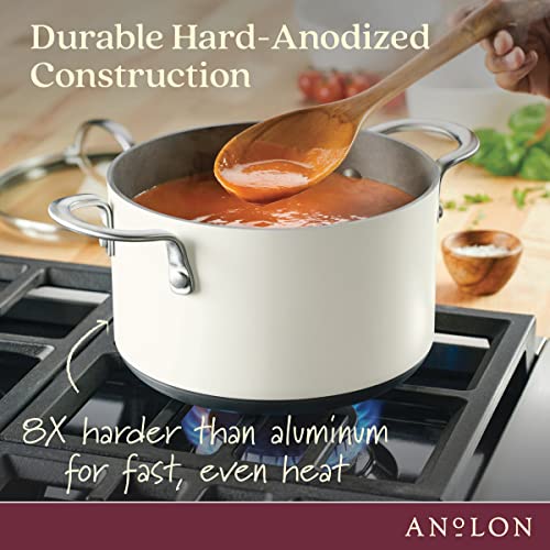 Achieve Hard Anodized Nonstick Saucepot with Lid (Saucepot (4 Quart) / Cream)