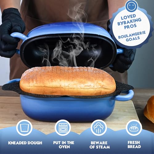Dutch Oven 2.5QT Bread Pans with Silicone Liner for Bread Baking