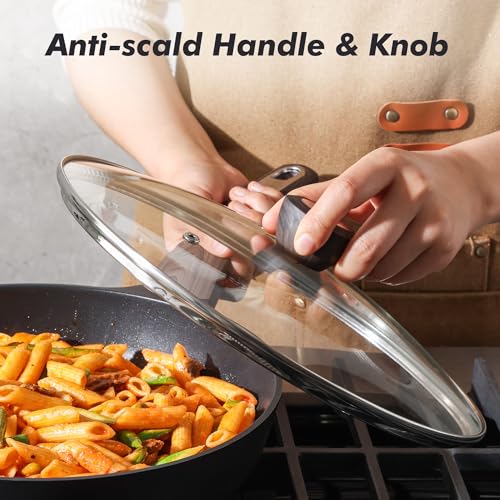 11inch Nonstick Frying Pan Paella Pan with Lid (11 Inch / NIGHT Black)