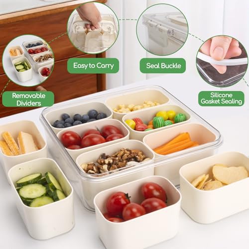 Small Snackle Box Snack Container with Lid (6 Compartments / White)