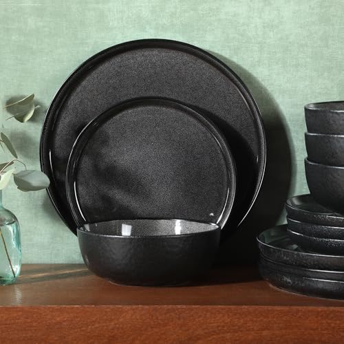 Tahoe Sunset 12 Piece Stoneware Reactive Glaze (Service for 4 (12pcs) / Tahoe Black)