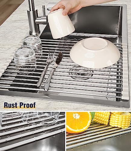 Roll Up Dish Drying Rack Over Sink