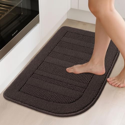 24x36 Inch Kitchen Rugs Non Slip Washable Kitchen Sink Rug (2' x 3' (Semicircular) / Brown)