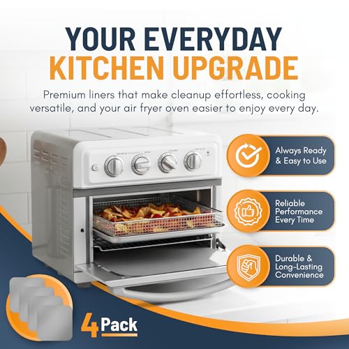 Toaster Oven Liners for Bottom of Oven (4 Pack / Silver)