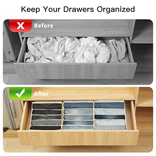 Jeans Pants Organizer for Closet (Beige / 5 Grids)