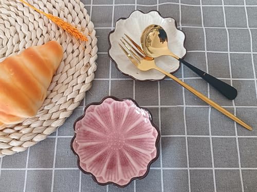 Ceramic Spoon Rest for Stove Top (Cracks Deco, Pink)