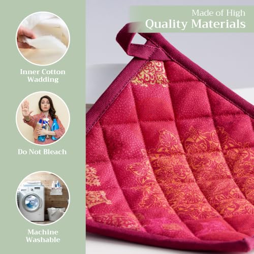 Pot Holders 100% Cotton Potholders (045 - Versailles / 8" x 8" (Pot Holder Pack of 2))