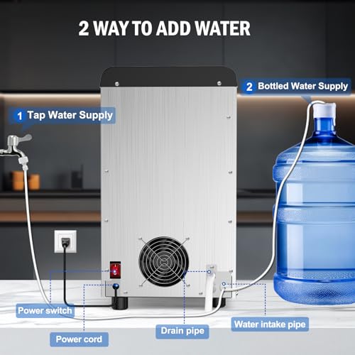 80 lbs Nugget Ice Maker Countertop with Water Dispenser Self