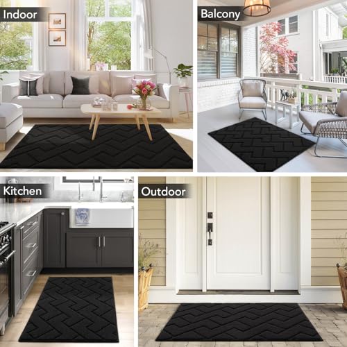 Door Mat Indoor Entrance (Black / 35" x 24" (Rectangular))