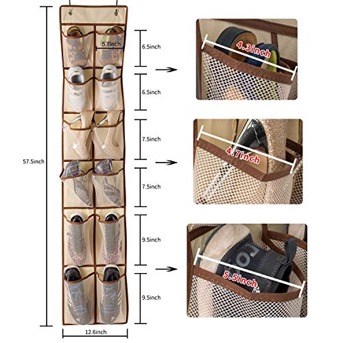 Over The Door Shoe Organizer (Beige-1 Pack of 12 Pockets)