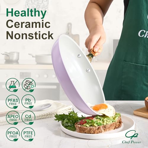 Ceramic Cookware Sets (Purple / 15Pcs Set)