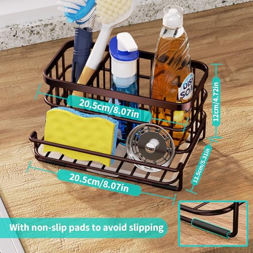 Multifunctional Kitchen Sink Caddy with Removable Drain Tray (Bronze)