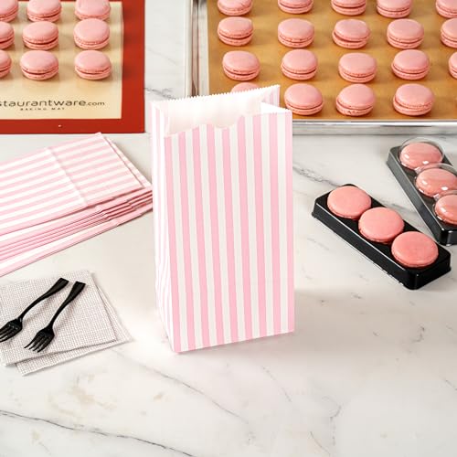 Pink And White Stripe Paper Bag (2 lb / Pink & White)
