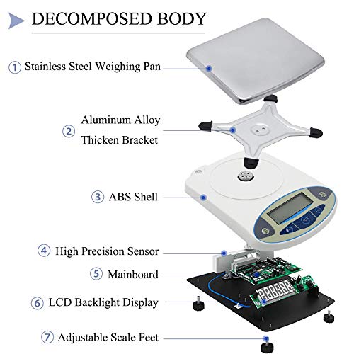 Lab Scale 30kgx0.1g Digital Precision Scale Electronic Balance Laboratory Weighing Industrial Scale Kitchen Counting Scale Scientific Scale Calibrated 110V (30kg / 0.1g)