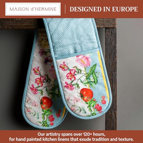 Double Oven Mitts 100% Cotton Double Oven Glove (042 - Giverny / 7" x 35" (Double Oven Mitt))