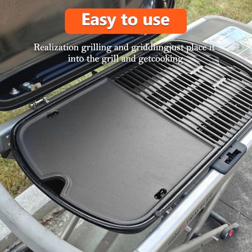 7034 Cast Iron Griddle for Weber Traveler 9010001 Gas Grill (13.6" x 12.4" x 0.6")