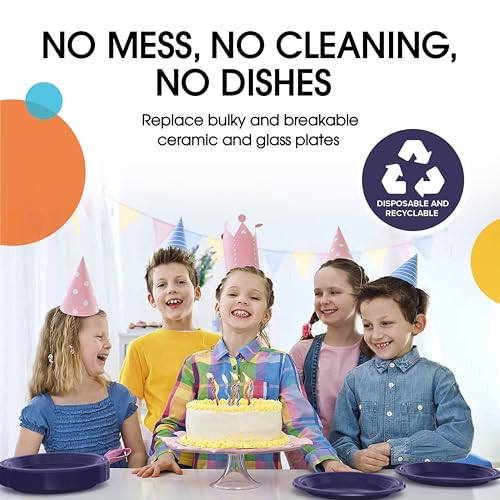 Party Solids Navy Plastic Plates For Party 10" Navy Disposable Plates Heavy Duty 100 Pcs Plastic Dinnerware Sets Heavy Duty 350 GSM Disposable Dinnerware Set (10 inch / Navy)