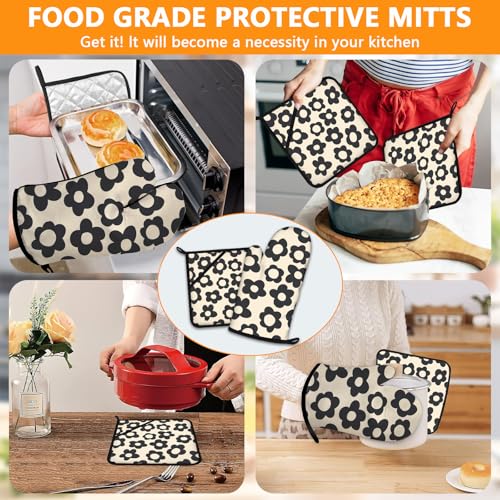 Daisy Flowers Oven Mitts and Pot Holders Sets 4Pcs (Daisy)