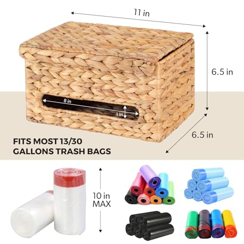 Trash Bag Holder with Scalloped Lid 13 (Light Brown)