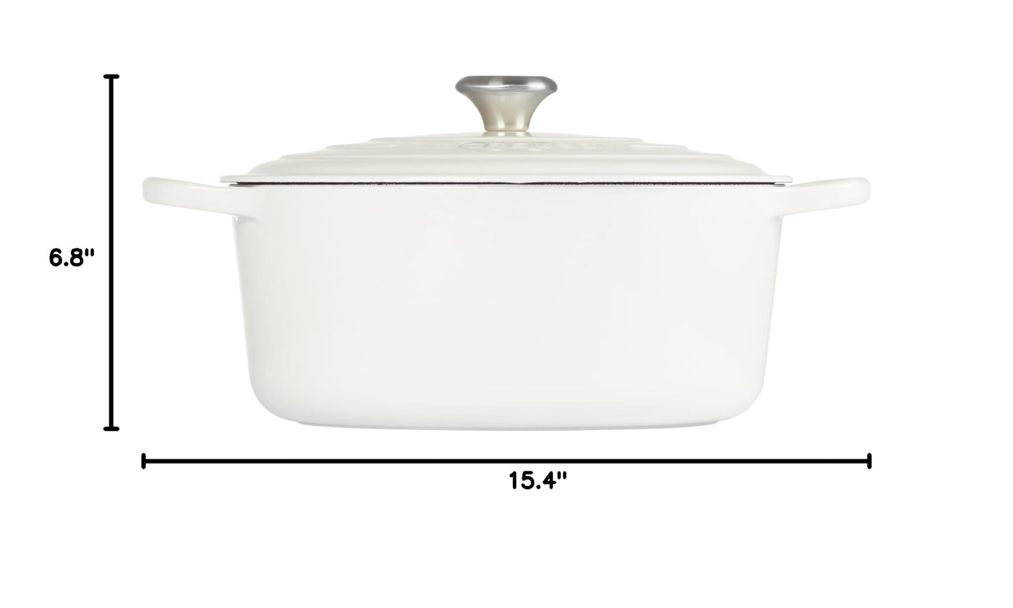 Enameled Cast Iron Round Dutch Oven (White / 9 Qt)