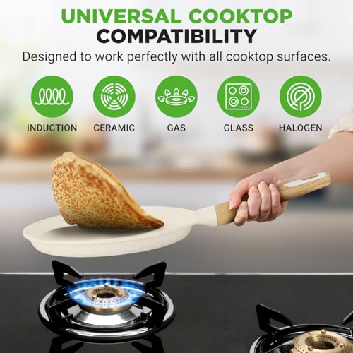 9.45” Non Stick Crepe Pan with Wooden Spreader (Cream / 9")