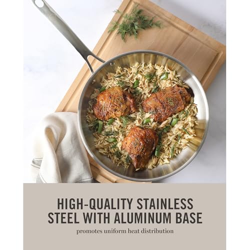 Castelle Large 12" Stainless Steel Frying Pan Non Toxic Fry Pan Skillet (Stainless Steel / 12" Frying Pan)