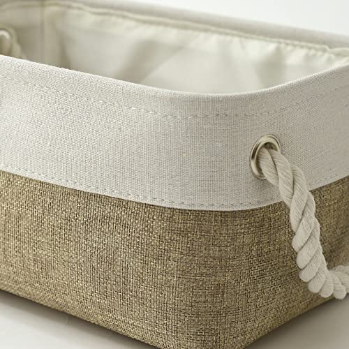 Storage Basket for Shelves (White & Khaki / 6PCS/Small -11.8Lx7.9Wx5.2H)