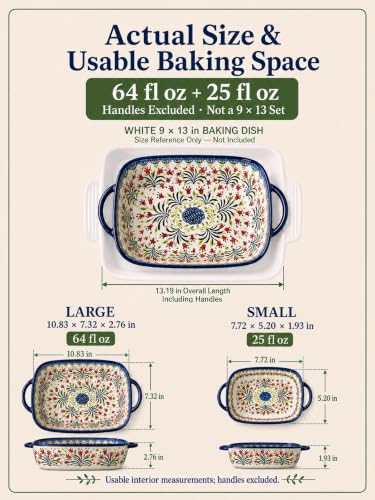 2 Piece Polish Pottery Style Ceramic Baking Dish Set (2 Count)