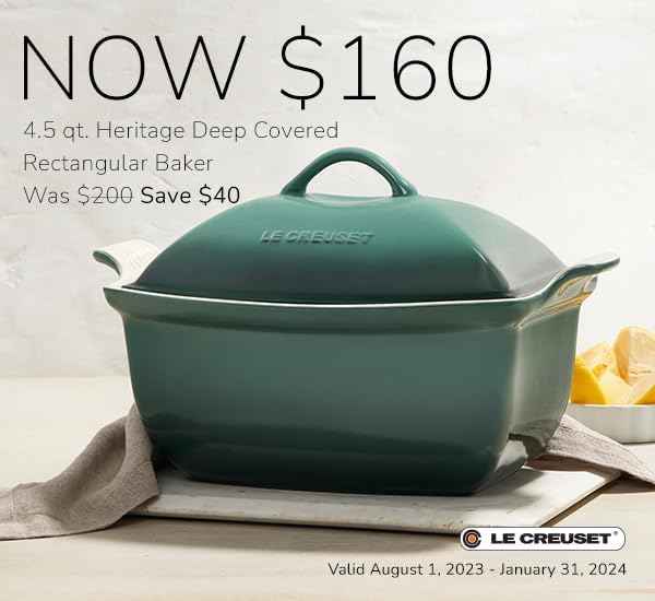 Le Creuset Heritage Stoneware Deep Baker with Lid, 4.5qt., Sea Salt