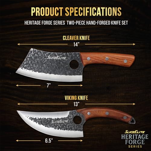 2PCS Hand Forged Butcher Knife Set